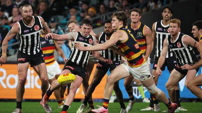 Adelaide didn’t have an answer for Zak Butters. Picture: James Elsby/AFL Photos via Getty Images