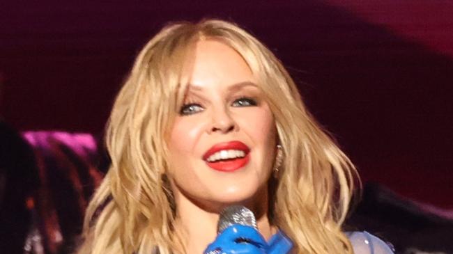NEW YORK, NEW YORK - APRIL 04:  Kylie Minogue performs at Madison Square Garden on April 04, 2025 in New York City. (Photo by Theo Wargo/Getty Images)