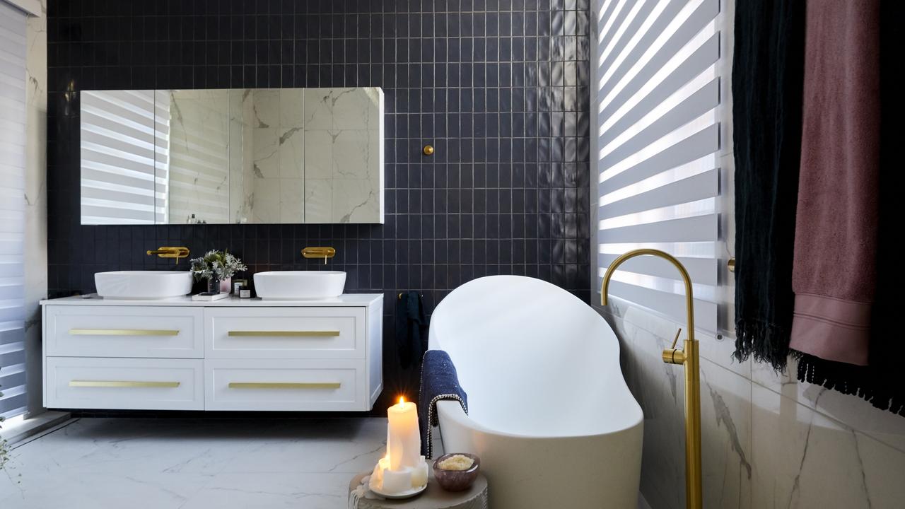 Inside Mitch and Mark’s classy ensuite. Picture: The Block