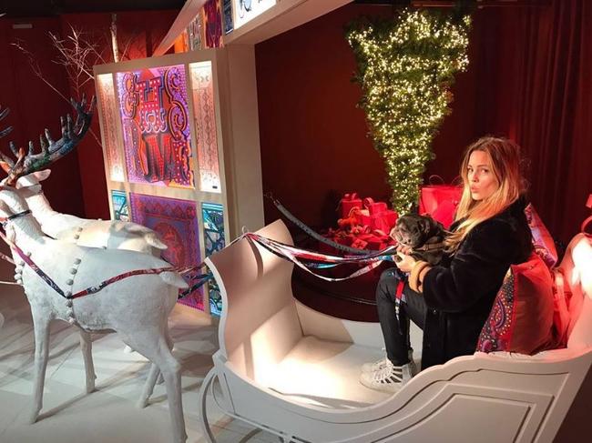 Melissa George ... “Took my first born french bulldog glee on her first sleigh ride.” Picture: Instagram