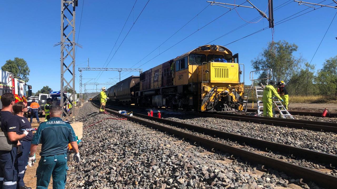 RACQ CapRescue airlifted one male patient in his mid-40's suffering suspected fractures to their leg and arm, in addition to a head and possible spinal injuries after the train collision at Westwood.