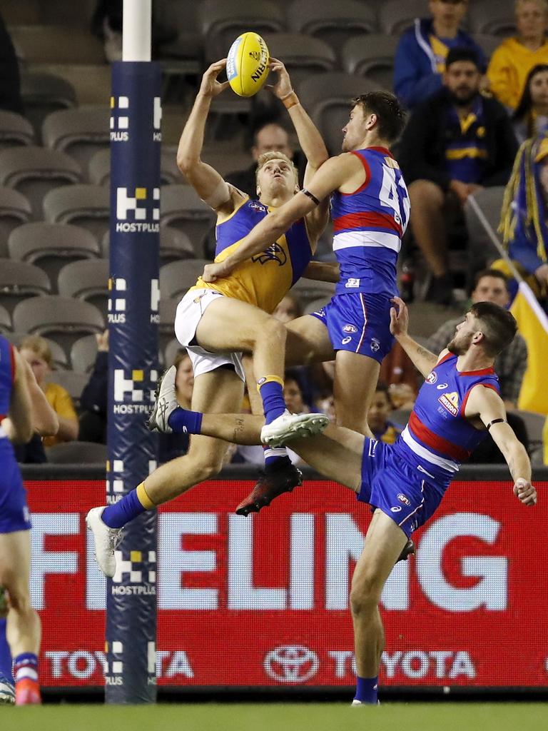 Ryan Gardner struggles with one-on-one contests. Picture: Dylan Burns/AFL/Getty