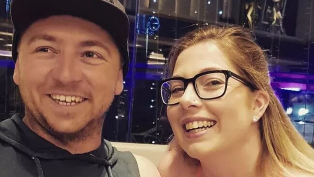 Launceston Formula 500 driver Bayden Ellston, pictured with wife Brittany, has sustained multiple skull fractures after a horror crash at Hobart Speedway on March 4, 2023. Picture: Facebook