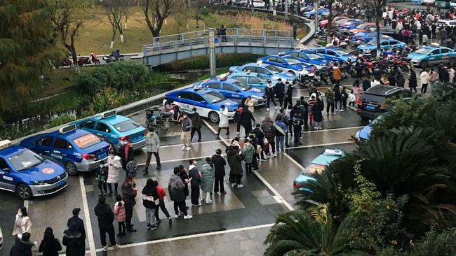 Students queuing for Covid-19 testing in Ningbo. Picture: AFP