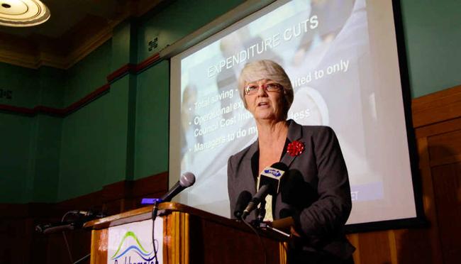 Mayor Margaret Strelow yesterday vowed her budget would achieve a surplus while delivering a residential rate rise half that advised.