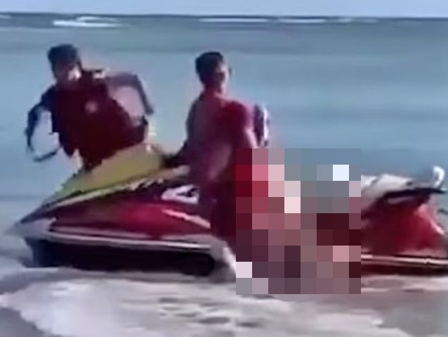 Horrible footage captured the confronting attempted rescue of an Australian man attacked by a shark in New Caledonia.