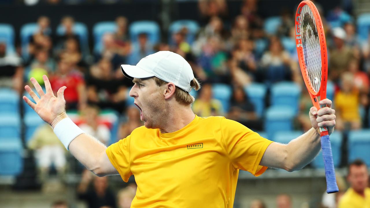 Luke Saville did his best to energise teammate John Peers and the Sydney crowd. Picture: Getty Images