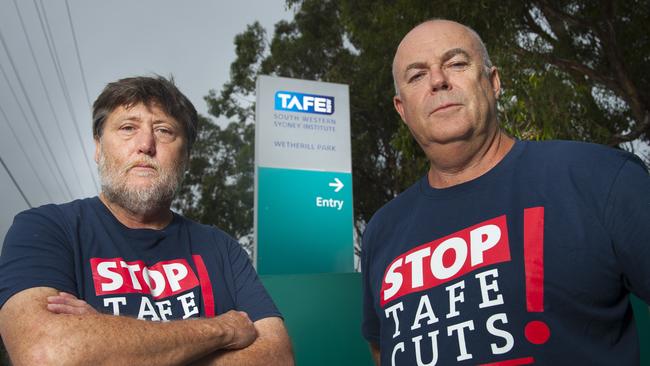 TAFE Teachers Association organisers Terry Keeley and Phill Chadwick hope Blacktown TAFE will be kept as a public education institution.