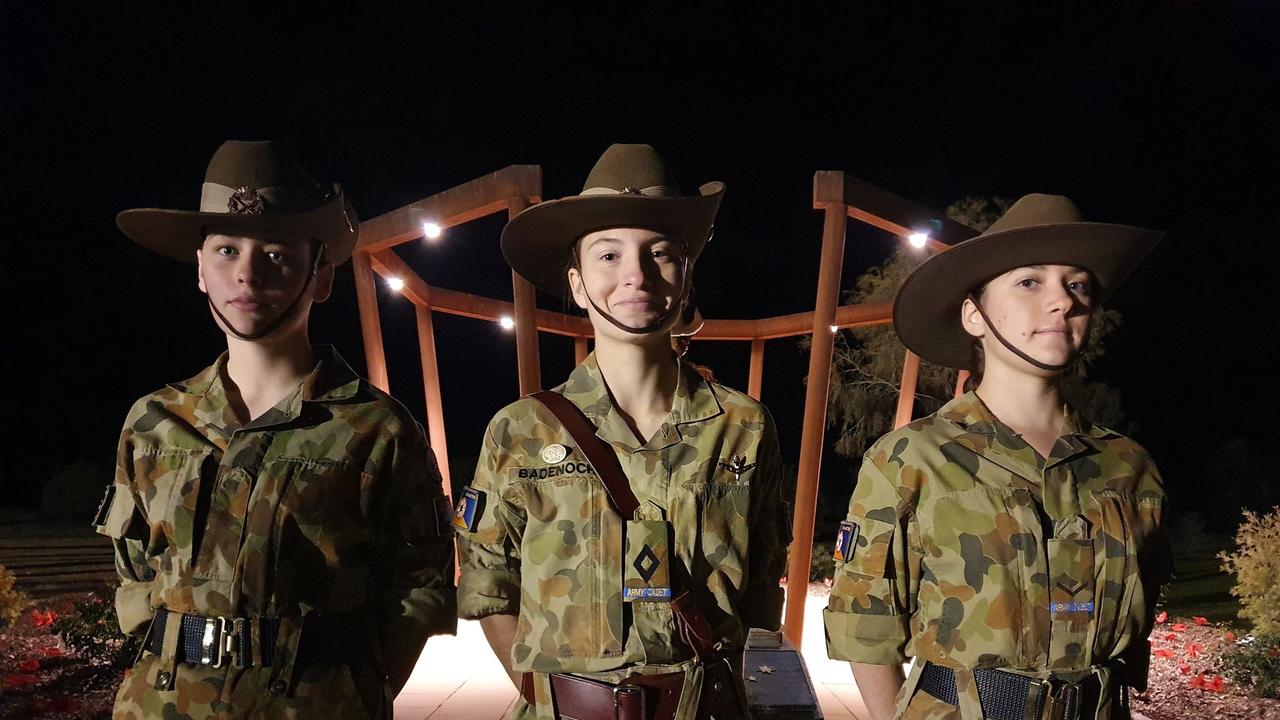 Australian Army Cadets Kelsie O'Toole, 16, Nikita Badenoch, 17, Vanessa Morick, 15.