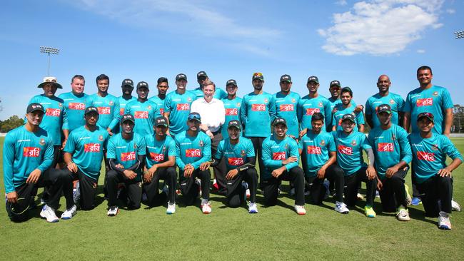 Bangladesh team with Blacktown Mayor Stephen Bali. Pictures: Phil Rogers