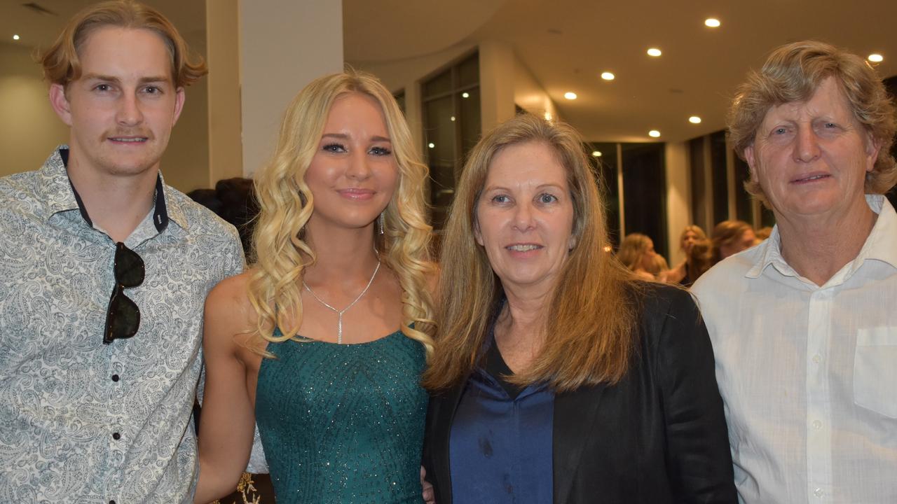 Kayla, Jared, Janet and Phillip Barr at the 2022 Maroochydore State High formal.