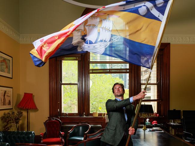 Mr Gannon then bought a flag for his personal collection. Picture: Justin Lloyd.