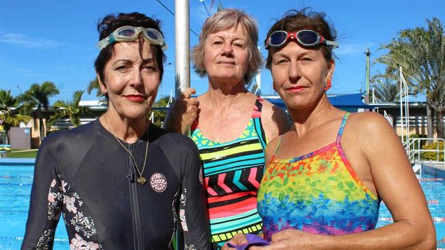 POOL RESCUE: Sue Willet, Pam Tindale and Jeanette Farrugia who all swim every week at the Memorial Swimming Pool. Picture: Rainee Shepperson