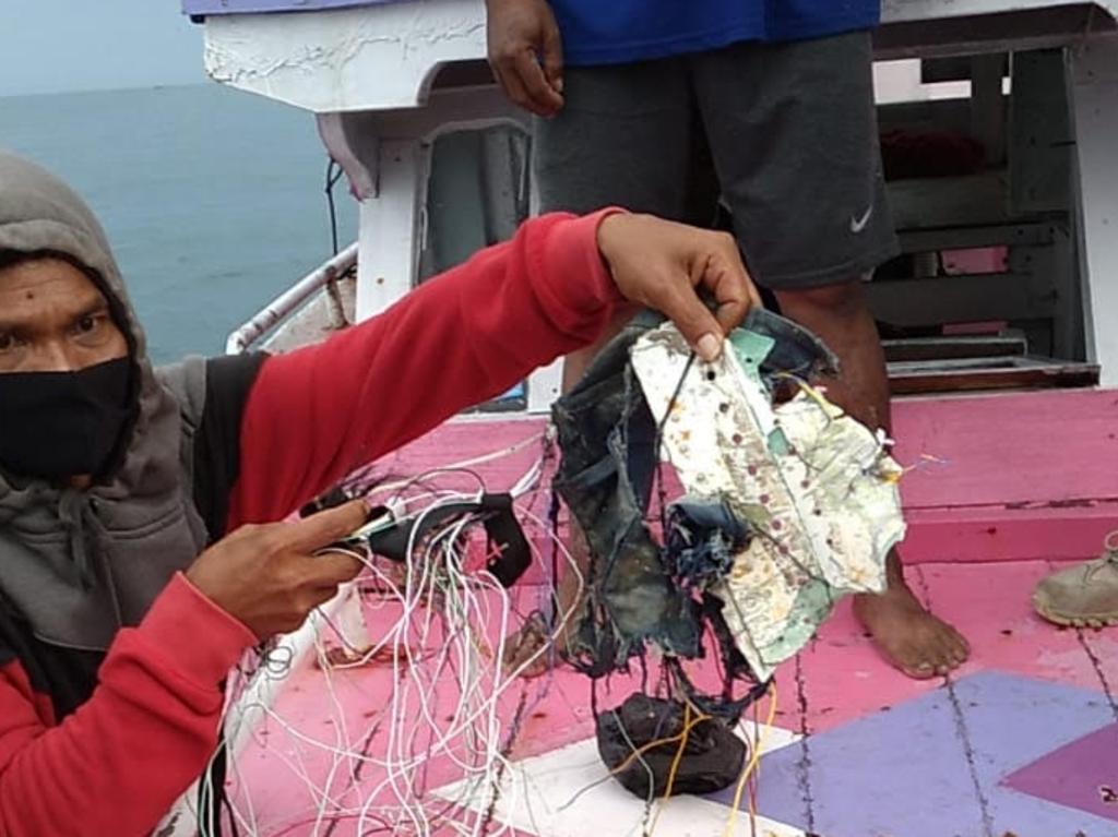 Parts of a plane have been found in Jakarta Bay by a rescue team on the same day an Indonesian flight, SJ182 went missing from the flight radar. Picture: Supplied