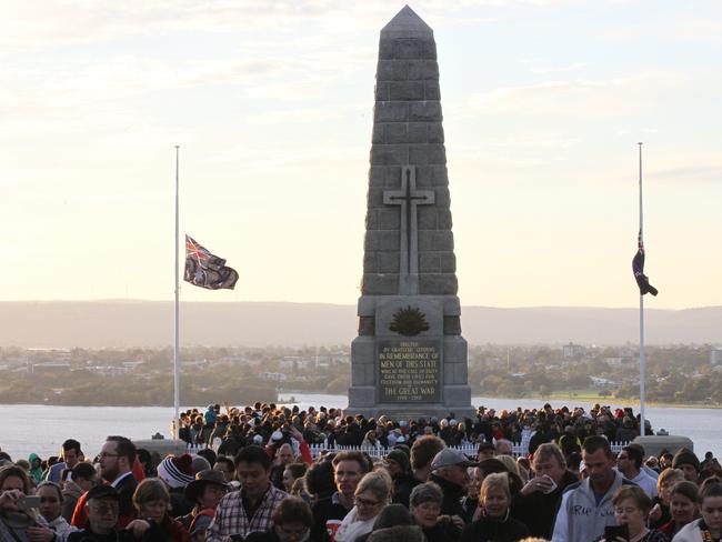 The Dawn Service at the State War Memorial in Kings Park, Perth. Picture: News Corp