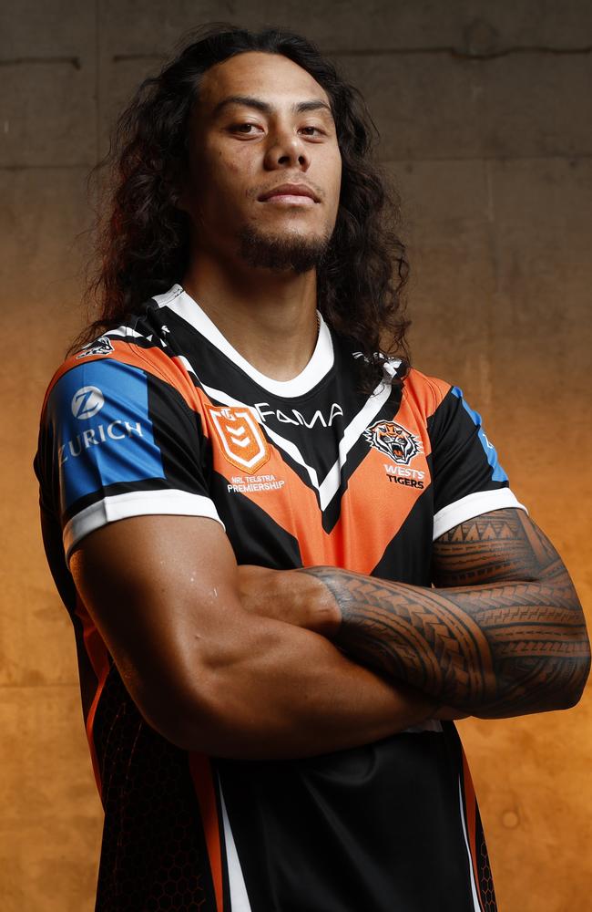 Jarome Luai in Tigers colours, a sight that has fans believing. Picture: Richard Dobson