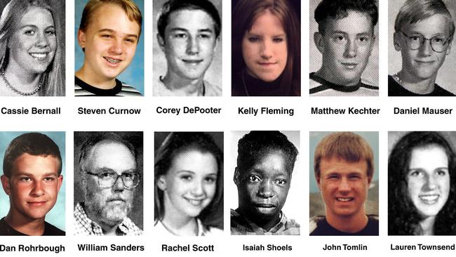 Twelve of the 13 victims from the school shooting at Columbine High school in Littleton, Colorado.