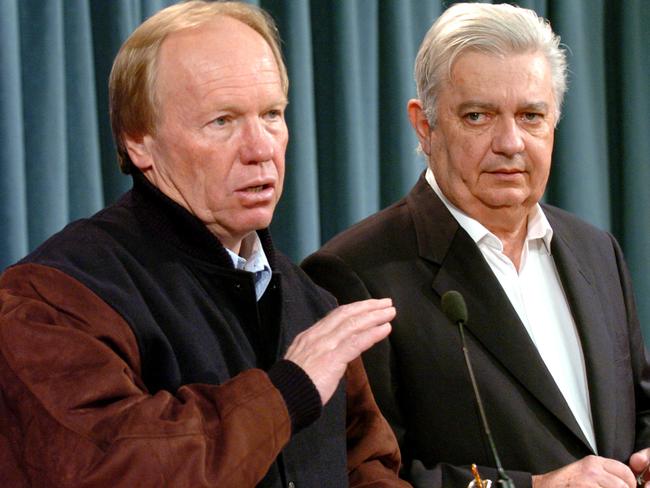 Then Premier Peter Beattie with Water Minister Henry Palaszczuk during the millennium drought in 2006.