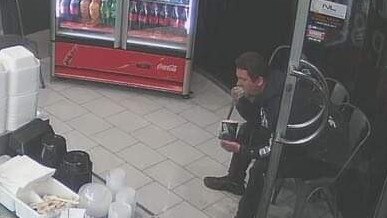 CCTV of a man allegedly eating ice cream with his hands at the Yiros King on Sunday night. Picture: The Yiros King