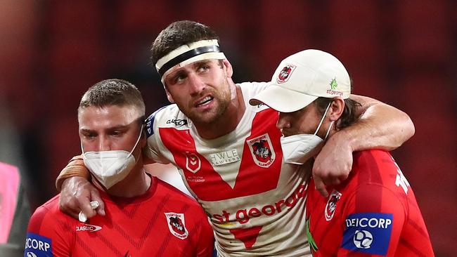 Andrew McCullough is likely to miss the rest of the season after injuring his ankle against the Panthers. Picture: Chris Hyde/Getty Images