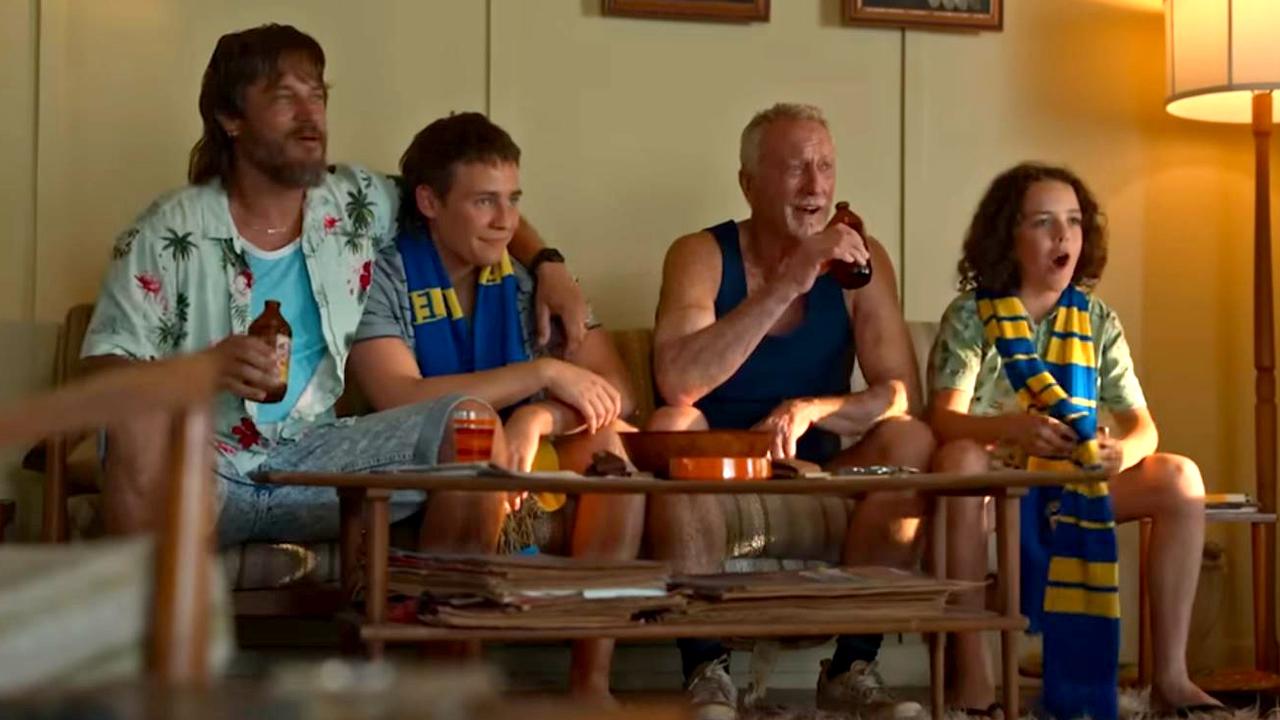 ‘Then Netflix came along’ ... a scene from Boy Swallows Universe, with Hollywood heavyweights Travis Fimmel and Bryan Brown, plus Lee Halley as Gus Bell and (right) Felix Cameron as the character based on Trent Dalton, Eli Bell.