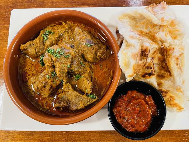 Little Borneo's delicious and flavourful Roti Beef Rendang which features large chunks of beef and a distinctive coconut base. Picture: Supplied