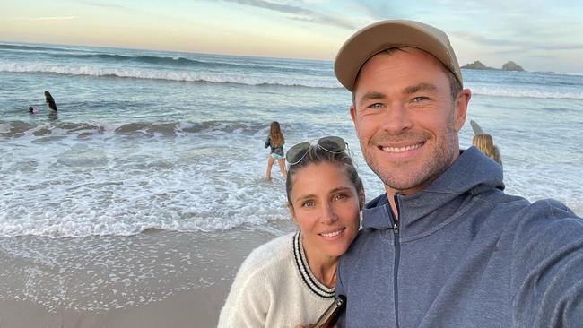 Chris Hemsworth and Elsa Pataky with their kids in Byron. Picture: Instagram