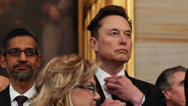 Elon Musk at Donald Trump’s inauguration ceremony. Picture: Getty Images