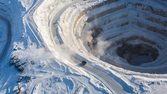 An aerial view of Rio Tinto's Diavik diamond mine south of the Arctic Circle