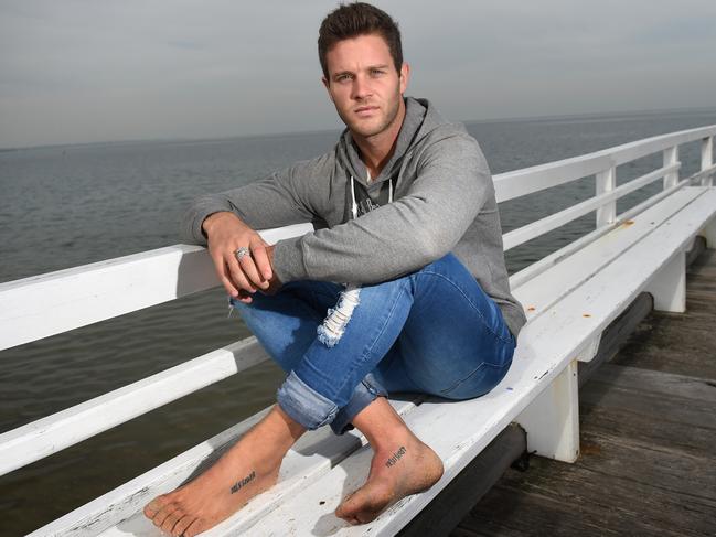 Jake Edwards was a former Carlton footballer who is now playing with Geelong's VFL side.His story is about his descent into drugs and alcohol and a suicide attempt and how he has come out the other side and is helping troubled youth with these issues. One of this favourite places is the beach which has helped calm him in times of depression. Picture: Kylie Else