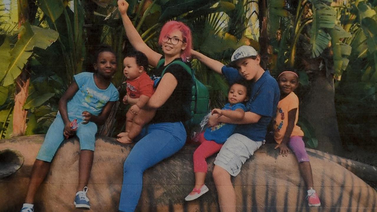 8/9/18 – Copy photo – Sanaa Cunningham (far right) with her sister (far eft: don't know name) and Lisa's other children Gabriel, Cierra, Eva and Javien. Picture: Naomi Jellicoe