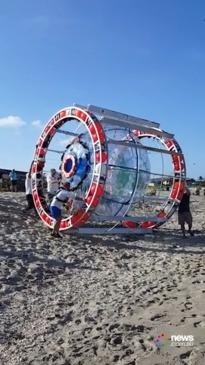 Florida man arrested for trying to cross ocean in giant hamster ball