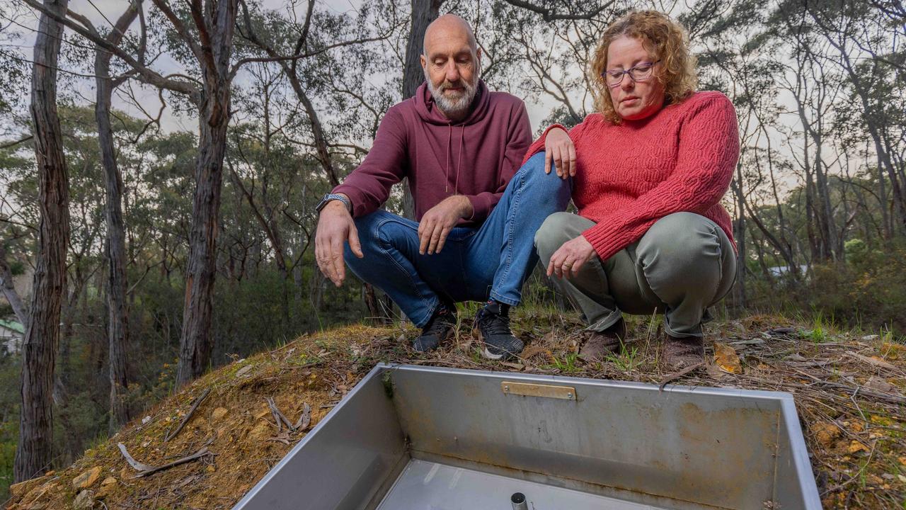 Daniel Katz and Jody Roberts have been locked out of their bunker since it was installed. Picture: Ben Clark