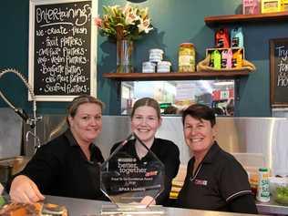 AWARD WINNERS: Deli staff Dianne Fields and Olivia Brennan with SPAR manager Lisa Kelly celebrate winning the retail  chain's Food to Go Excellence Award. Picture: Alison Paterson
