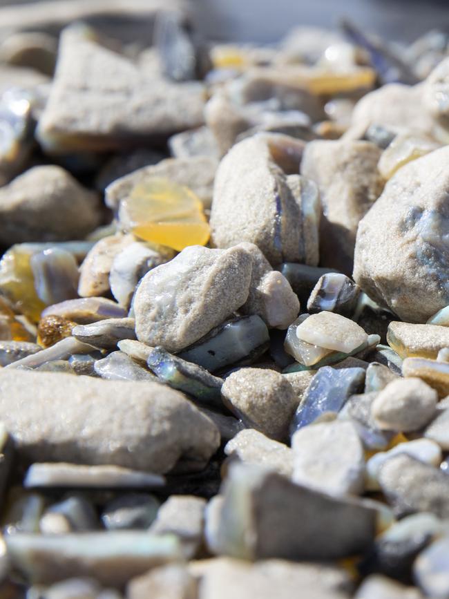 Some of the opals Jamie Wilson had collected. Picture Simon Cross