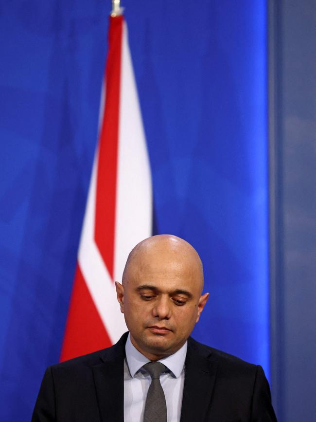 British Health Secretary Sajid Javid speaks at a press conference yesterday. Picture: AFP