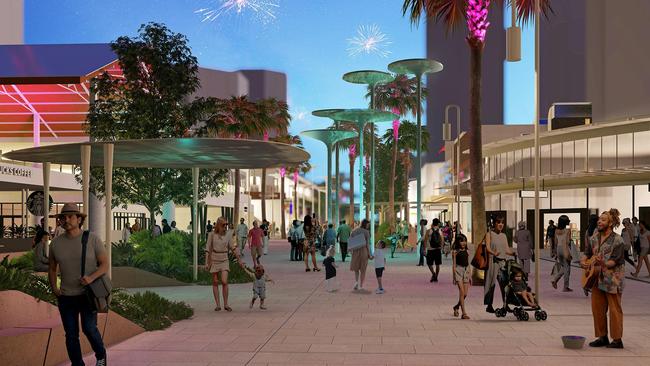 Artist impressions of the redevelopment and revamp of Cavill Mall in Surfers Paradise. Picture: Supplied by Gold Coast City Council.