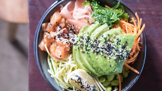 BSKT Cafe’s salmon poke bowl. Photo: Two Birds Social