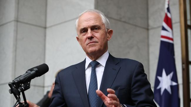 PM Malcolm Turnbull appears at a press conference and thickens the plot on Thursday. Picture: Kym Smith