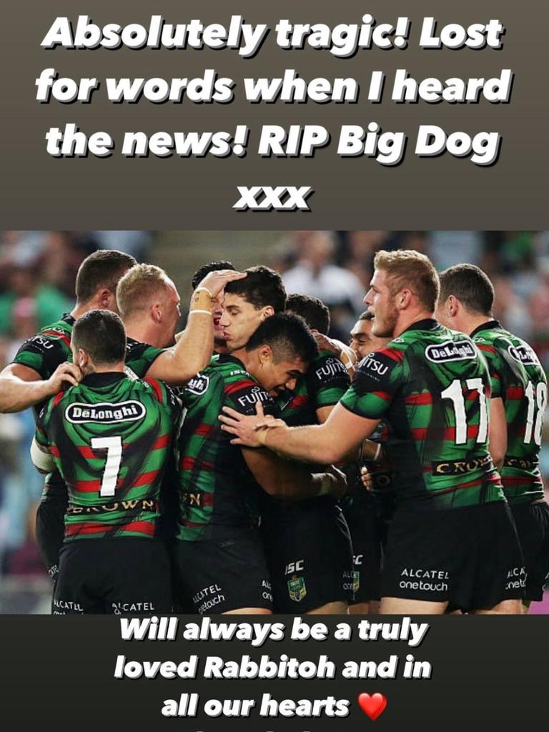 Tom Burgess has shared a touching tribute to his former teammate. Picture: Instagram