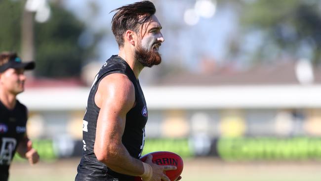 Charlie Dixon was firing on all cylinders at Port Adelaide training on Wednesday morning. Picture: Tait Schmaal