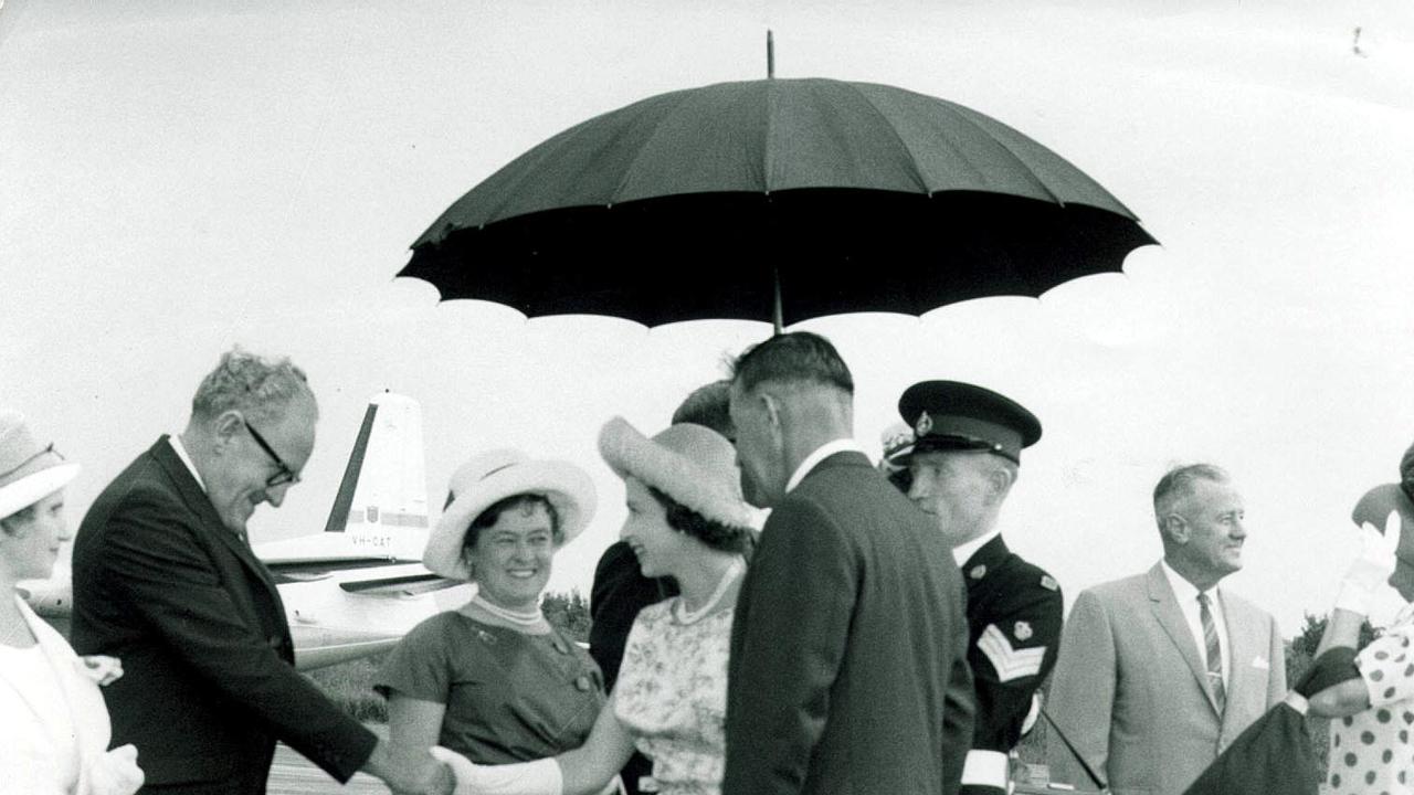 Queen Elizabeth II at Gold Coast 1963 - aust visit royalty britain weather rainfall qld