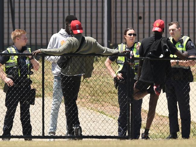 African youth loiter outside The Ecoville Community Park in Tarneit. Tarneit.  All the town worried by the "Gangs" who are running rampant.