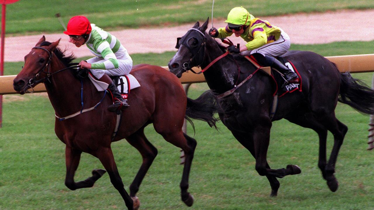 Racehorse Merlene winning Race 7, Tooheys Golden Slipper at Rosehill, jockey Greg Hall. 30/03/96.
  Turf A/CT