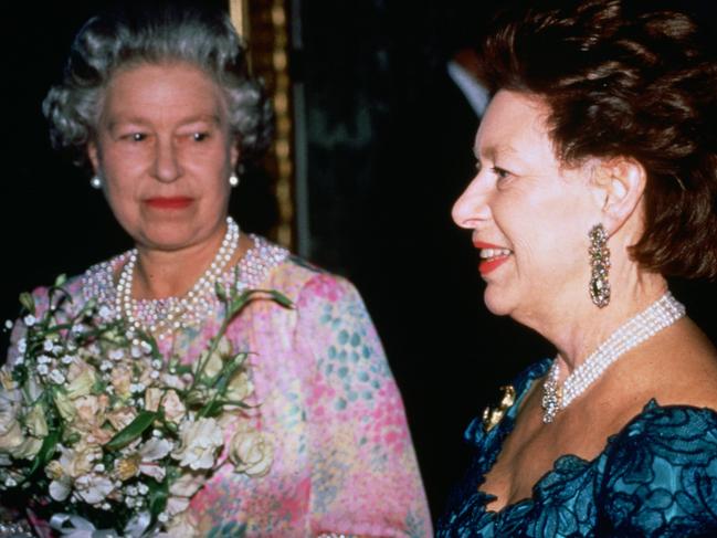 The Queen and her beloved sister Princess Margaret attend a charity concert at St James’s Palace. Picture: Tim Graham Photo Library via Getty Images)