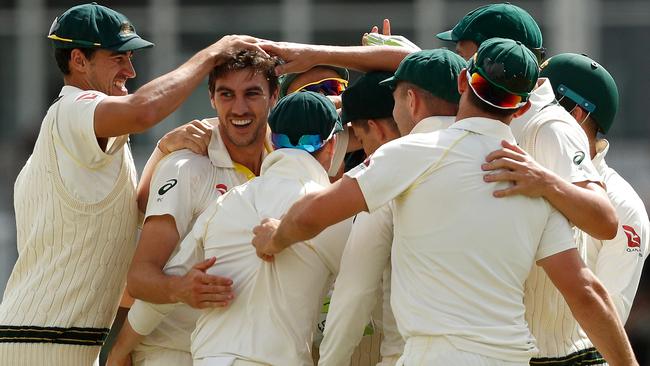 Australia celebrate as they won the third Ashes Test. Picture: Getty Images.