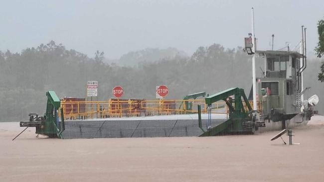 The Daintree Ferry pictured during historic floods in December last year. Picture: Charmaine Norris.