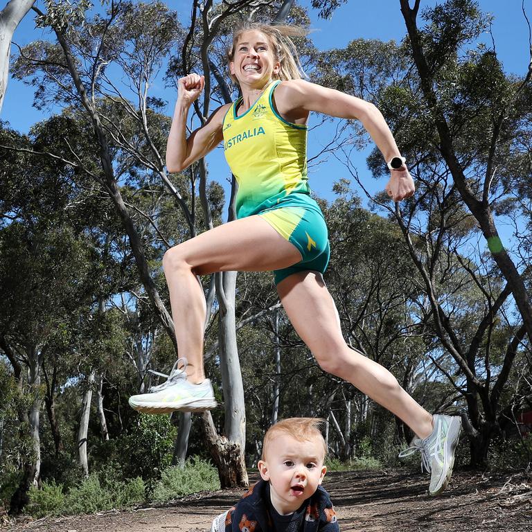 Marathon runner Jessica Stenson with her son, Billy Picture: Sarah Reed