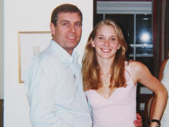 Prince Andrew and Virginia Roberts at Ghislaine Maxwell's townhouse in London, Britain on March 13 2001Picture: Florida Southern District Court/Supplied