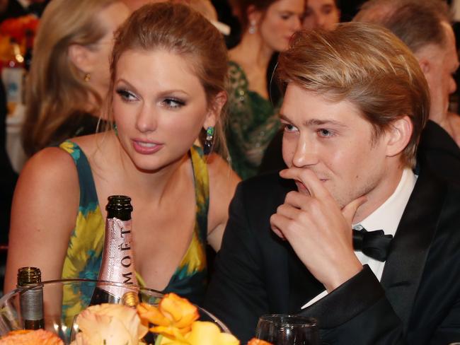 BEVERLY HILLS, CALIFORNIA - JANUARY 05: 77th ANNUAL GOLDEN GLOBE AWARDS -- Pictured: (l-r) Taylor Swift and Joe Alwyn at the 77th Annual Golden Globe Awards held at the Beverly Hilton Hotel on January 5, 2020. -- (Photo by Christopher Polk/NBC/NBCU Photo Bank)